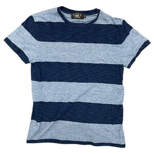 RRL Ralph Lauren Double RL Baby Tee Blue Navy Striped Shirt Men Sz M